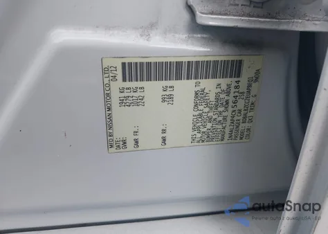 2012 Nissan Altima 2.5 S z USA, uszkodzony, nr VIN 1N4AL2AP4CN564184